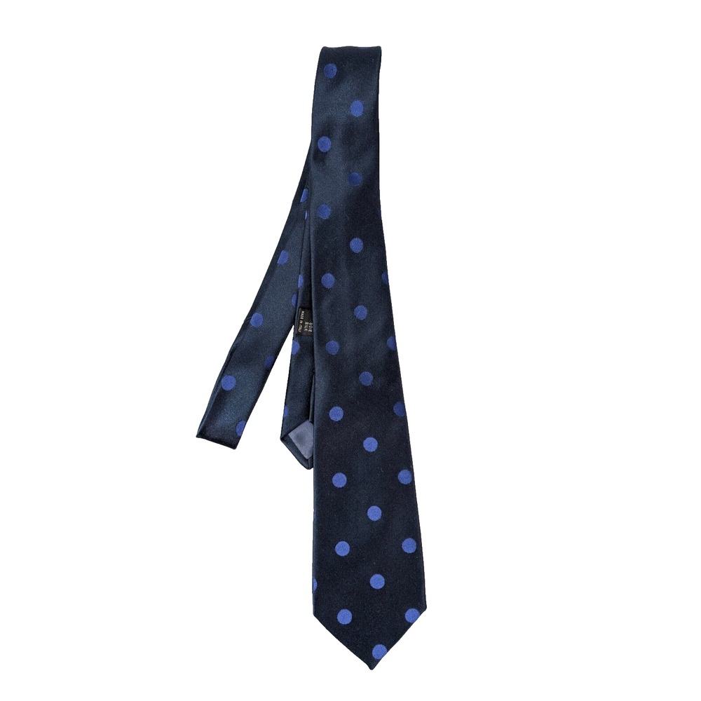 Vintage Gianni Versace Couture Neck Tie Mens Fashion Blue Silk Polka Dot Italy